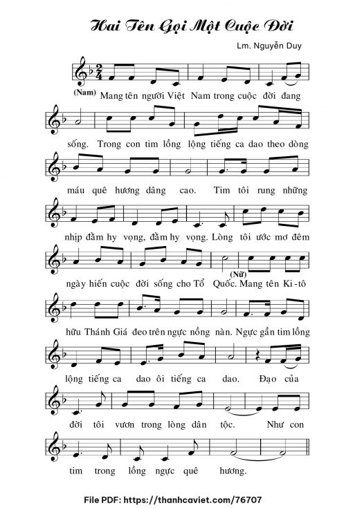 Hai tên gọi một cuộc đời - Lm. Nguyễn Duy - trang 1