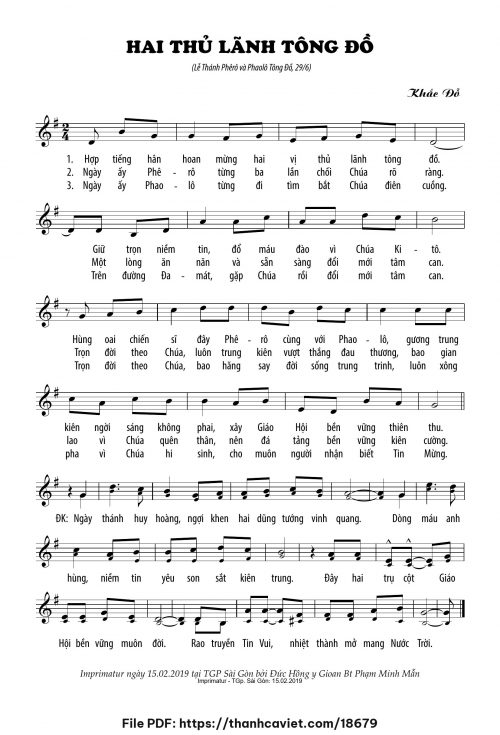 Hai thủ lãnh tông đồ - Lm. Khắc Đỗ - trang 1