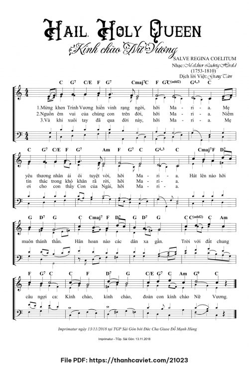 Hail Holy Queen – Kính chào Nữ Vương - Lm. Giang Tâm (Nhạc Ngoại, lời Việt) - trang 1