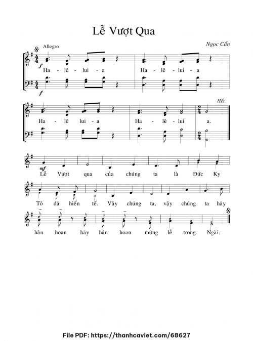 Haleluia. Lễ vượt qua - Ngọc Cẩn - trang 1