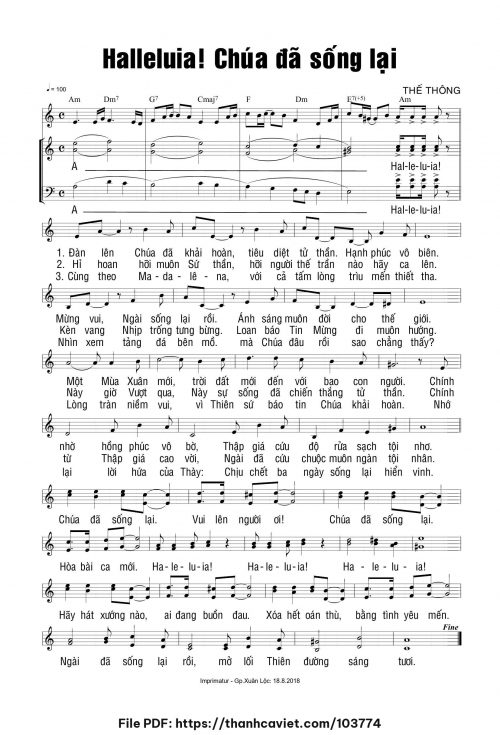 Halleluia Chúa đã sống lại - Thế Thông - trang 1