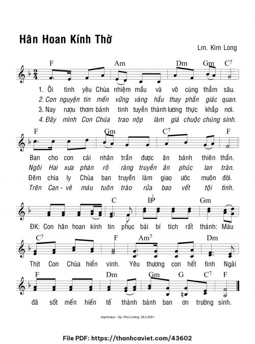 Hân hoan kính thờ - Lm. Kim Long - trang 1