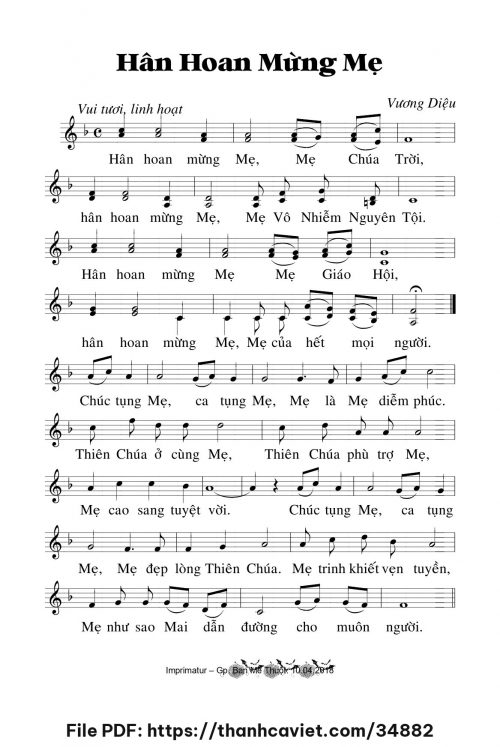 Hân hoan mừng Mẹ - Lm. Vương Diệu - trang 1