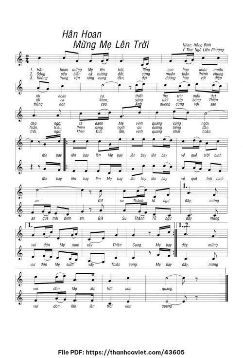 Hân hoan mừng Mẹ lên trời - Hồng Bính - trang 1
