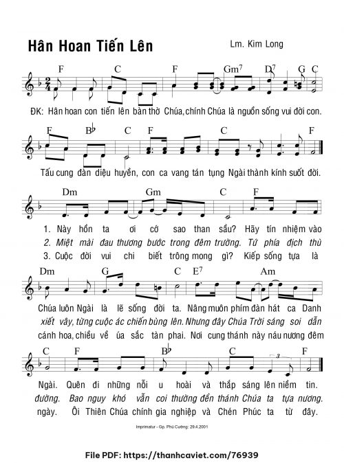 Hân hoan tiến lên - Lm. Kim Long - trang 1