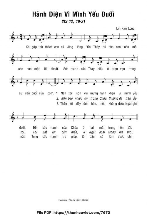 Hãnh diện vì mình yếu đuối - Lm. Kim Long - trang 1
