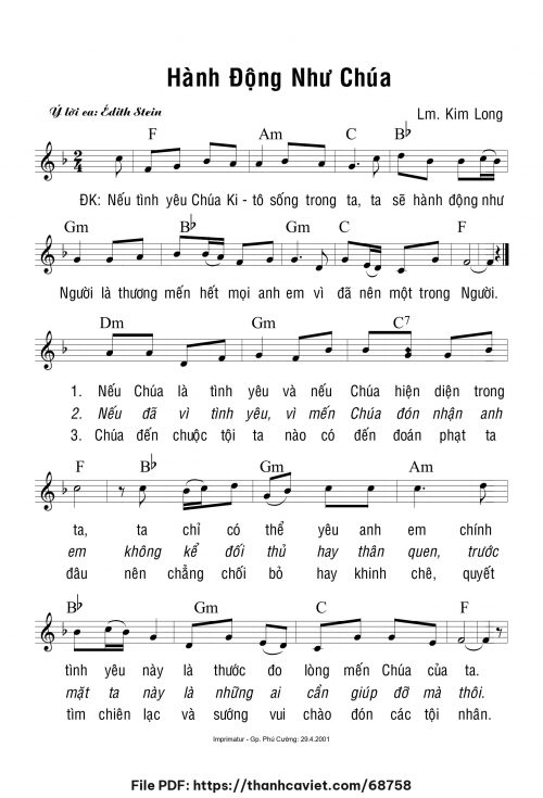 Hành động như Chúa - Lm. Kim Long - trang 1