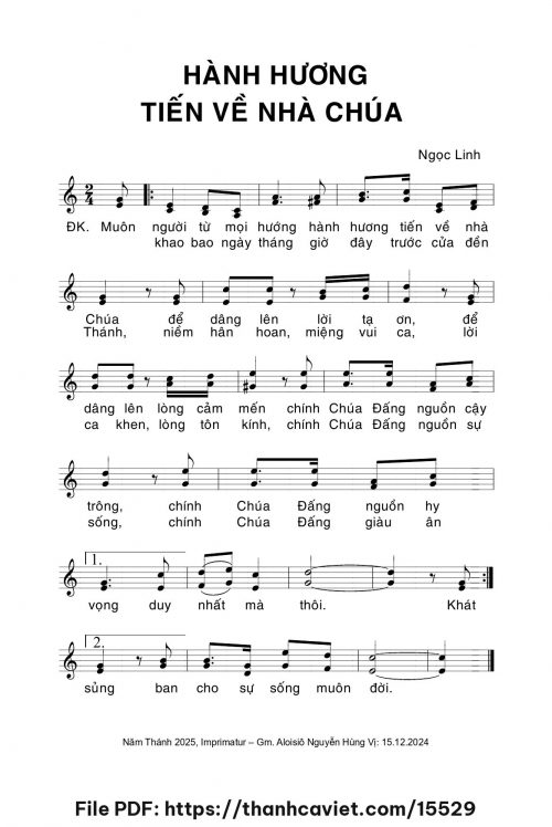 Hành hương tiến về nhà Chúa - Ngọc Linh - trang 1