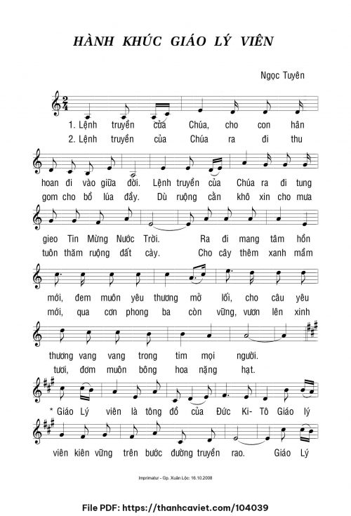 Hành khúc Giáo Lý viên - Ngọc Tuyên - trang 1