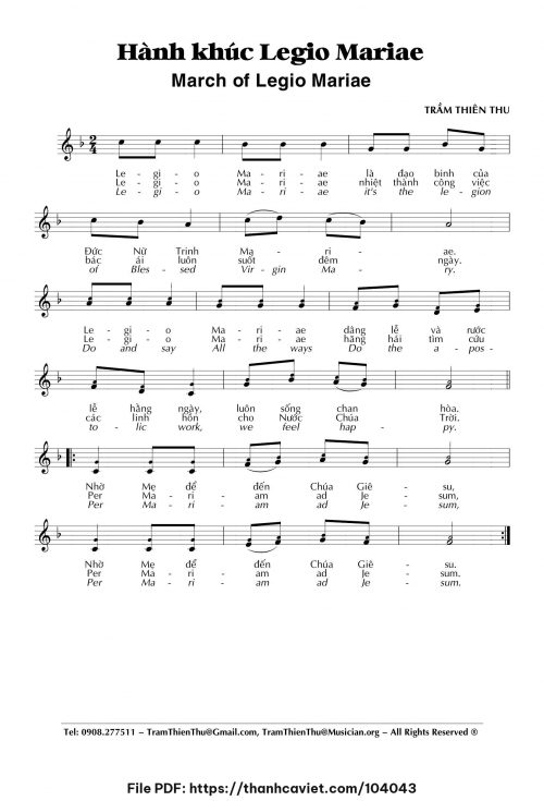 Hành khúc Legio Mariae - Trầm Thiên Thu - trang 1