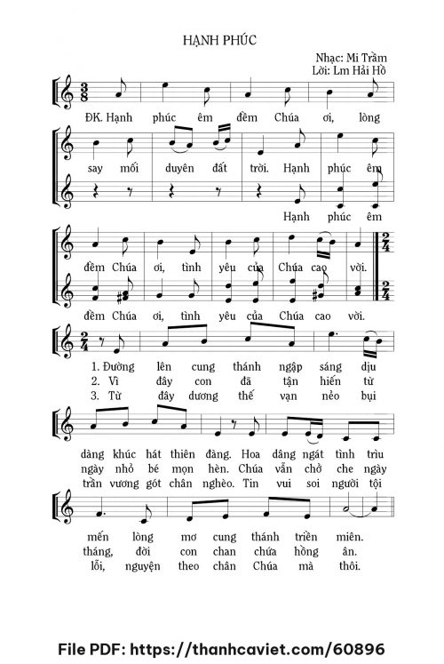Hạnh phúc - Lm. Mi Trầm - Lời: Lm. Hải Hồ - trang 1