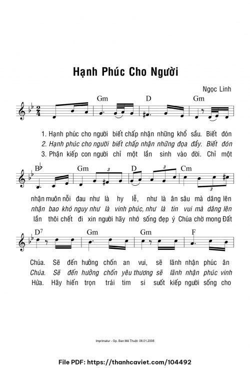 Hạnh phúc cho người - Ngọc Linh - trang 1