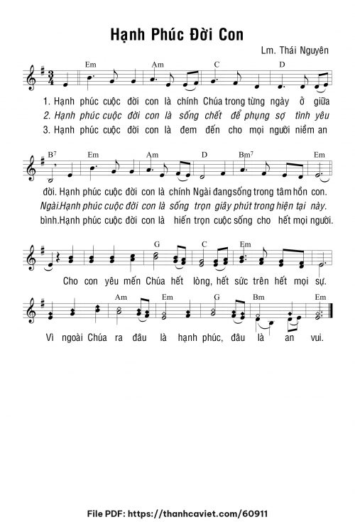 Hạnh phúc đời con - Lm. Thái Nguyên - trang 1
