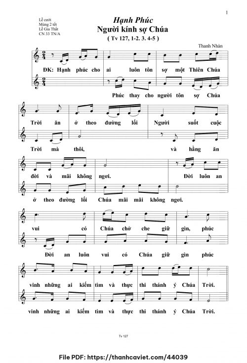Hạnh phúc người kính sợ Chúa - Thanh Nhàn - trang 1