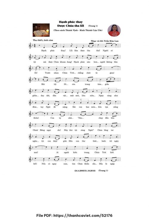 Hạnh phúc thay, được Chúa tha lỗi - Trần Kim Lan - trang 1