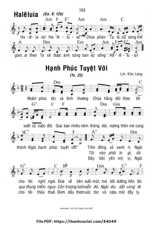 Hạnh phúc tuyệt vời - Lm. Kim Long - trang 1