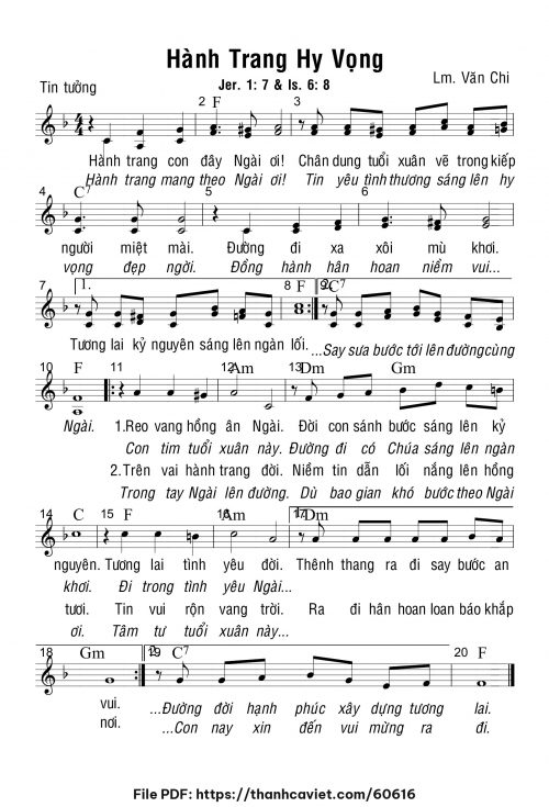 Hành trang hy vọng - Lm. Văn Chi - trang 1
