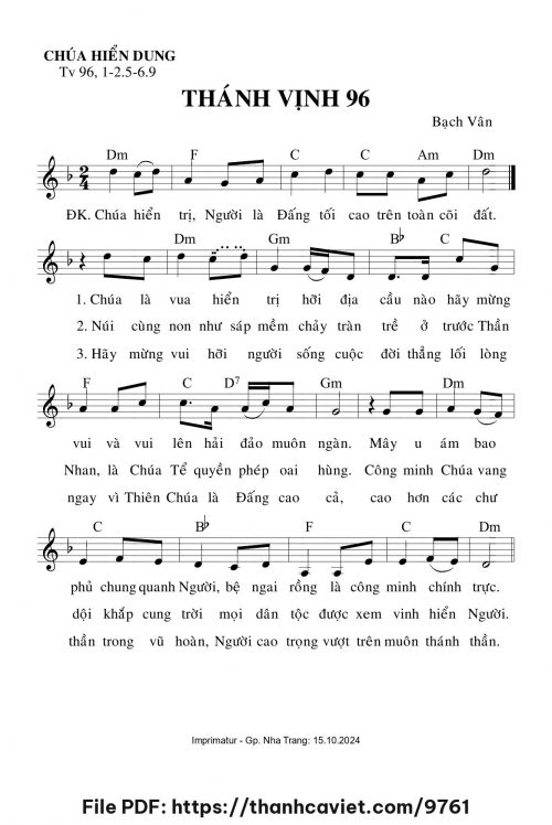 Hánh vịnh 96 - Lm. Bạch Vân - trang 1