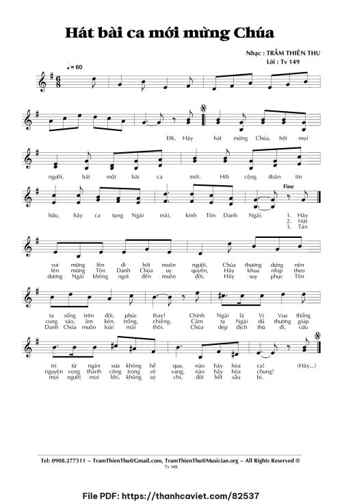 Hát bài ca mới mừng Chúa - Trầm Thiên Thu - trang 1