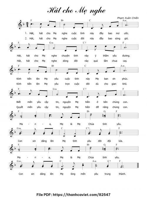 Hát cho Mẹ nghe - Phạm Xuân Chiến - trang 1