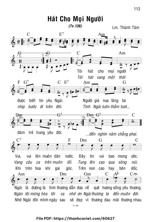 Hát cho mọi người - Lm. Thành Tâm - trang 1