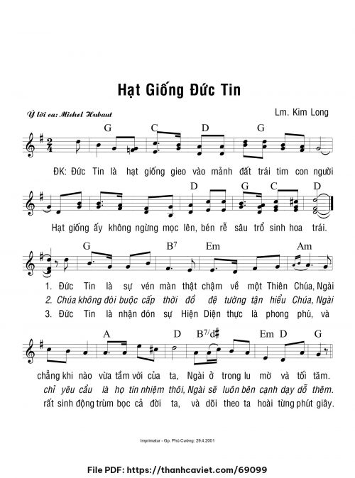 Hạt giống Đức Tin - Lm. Kim Long - trang 1