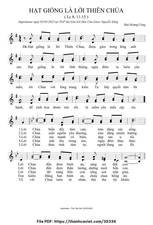 Hạt giống là lời Thiên Chúa - Mai Hoàng Công - trang 1
