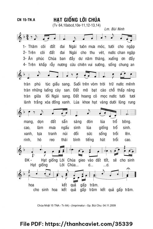 Hạt giống lời Chúa - Lm. Bùi Ninh - trang 1