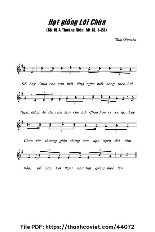 Hạt giống Lời Chúa - Lm. Thái Nguyên - trang 1