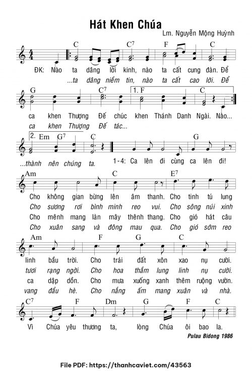 Hát khen Chúa - Lm. Nguyễn Mộng Huỳnh - trang 1
