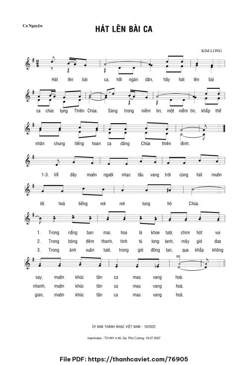 Hát lên bài ca - Lm. Kim Long - trang 1