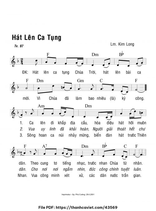 Hát lên ca tụng - Lm. Kim Long - trang 1