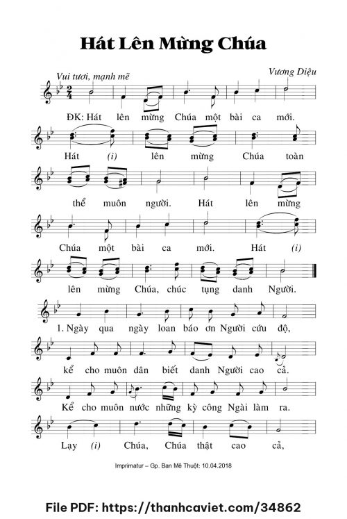 Hát lên mừng Chúa - Lm. Vương Diệu - trang 1
