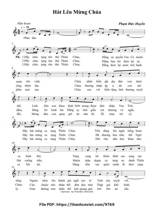 Hát lên mừng Chúa - Phạm Đức Huyến - trang 1