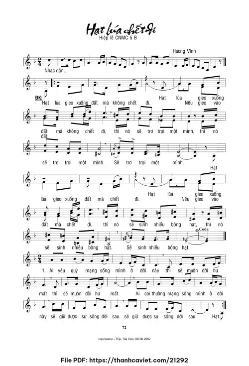 Hạt lúa chết đi - Hương Vĩnh - trang 1