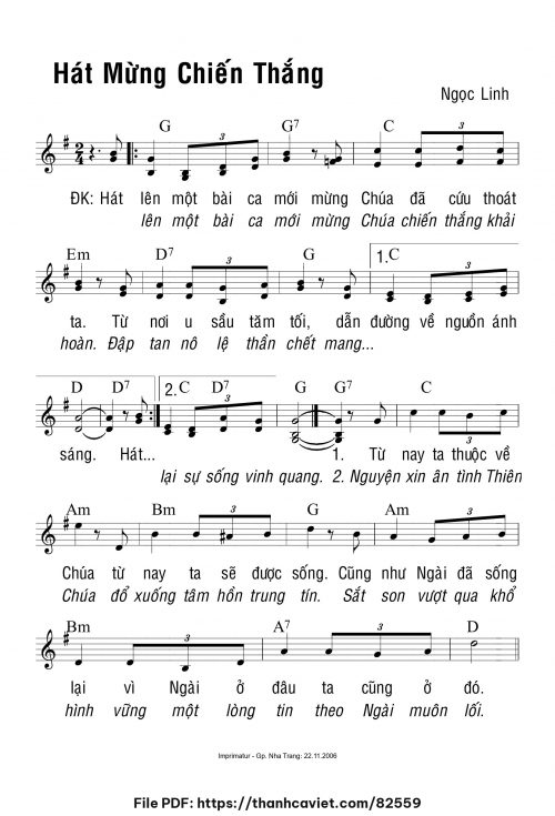 Hát mừng chiến thắng - Ngọc Linh - trang 1