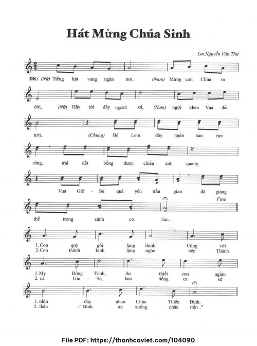 Hát mừng Chúa sinh - Lm. Nguyễn Văn Thư - trang 1