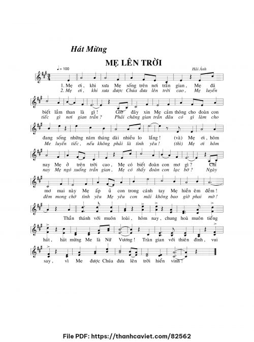 Hát mừng Mẹ lên trời - Hải Ánh - trang 1