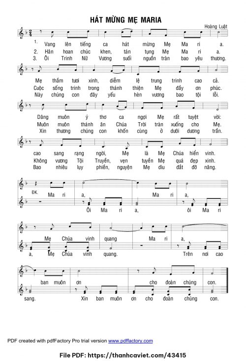 Hát mừng Mẹ Maria - Lm. Hoàng Luật - trang 1