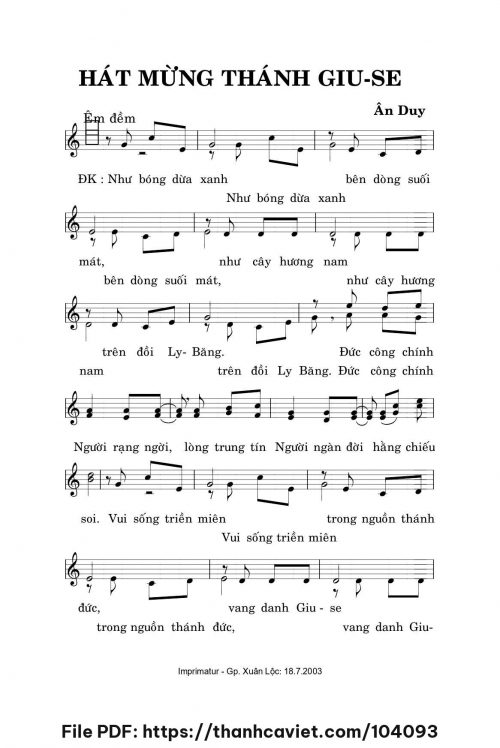 Hát mừng Thánh Giuse - Ân Duy - trang 1