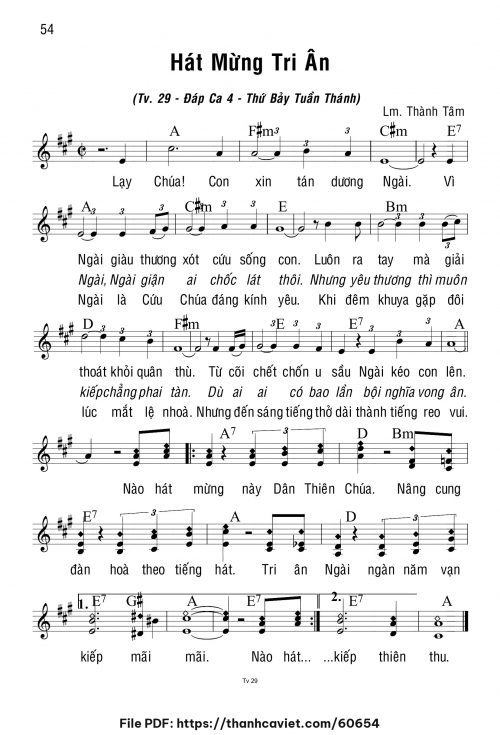 Hát mừng tri ân - Lm. Thành Tâm - trang 1