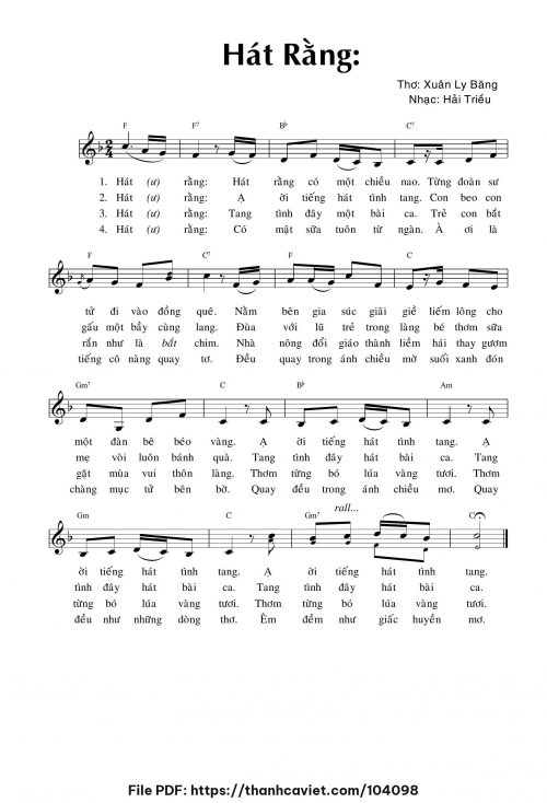 Hát rằng - Hải Triều - Thơ: ĐÔ. Xuân Ly Băng - trang 1