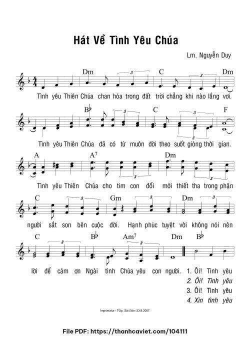 Hát về tình yêu Chúa - Lm. Nguyễn Duy - trang 1