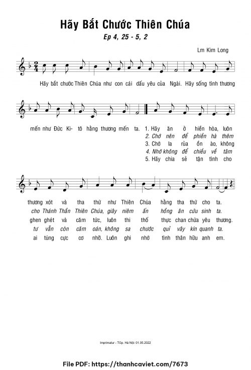 Hãy bắt chước Thiên Chúa - Lm. Kim Long - trang 1