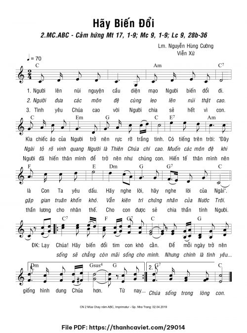 Hãy biến đổi - Lm. Nguyễn Hùng Cường - Viễn Xứ - trang 1