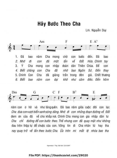 Hãy bước theo Cha - Lm. Nguyễn Duy - trang 1