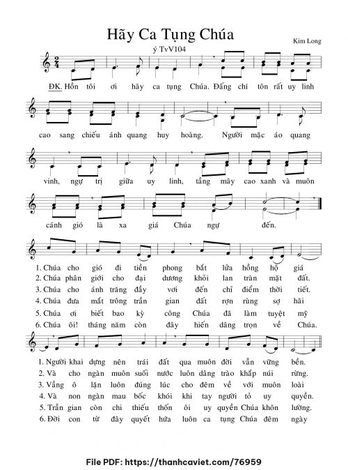 Hãy ca tụng Chúa - Lm. Kim Long - trang 1