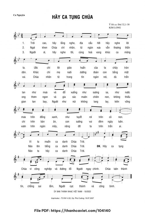 Hãy ca tụng Chúa - Lm. Kim Long - trang 1