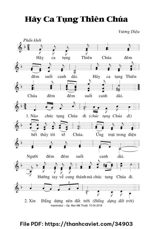 Hãy ca tụng Thiên Chúa - Lm. Vương Diệu - trang 1