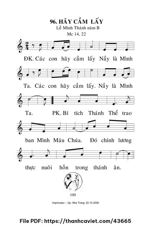 Hãy cầm lấy [Lễ Mình Thánh năm B] – - Lm. Mi Trầm - trang 1
